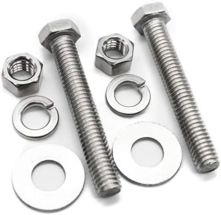 (6 Sets) 3/8-16x2-1/2 Stainless Steel Hex Head Screws Bolts, Nuts, Flat & Lock Washers, 18-8 (304) S/S, Fully Threaded by Bolt Fullerkreg