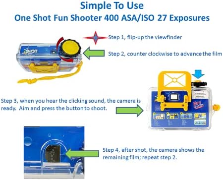 1 Shot Waterproof Disposable Camera – 35mm Underwater Camera – 27 Exposures – ASA/ISO400 Color Film – Single-Use Waterproof Camera for Vacation, Snorkeling, Watersports – 2-Pack