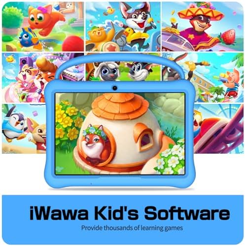 10 inch Kids Tablet, Android 13 Tabletas for Kids 2GB+64GB, Toddler Tablets with Case, 6000mAh, Bluetooth 5.0, WiFi,iWawa Pre Installed, Parental Control,Educational Games（Blue）