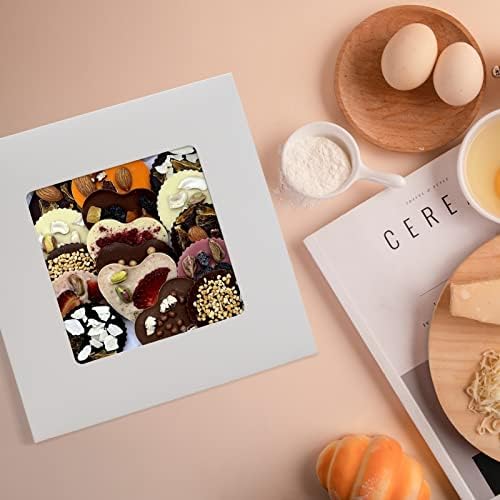 10pcs 8x8x5 Inches Cake Boxes, White Bread Boxes with Windows for Pastries, Cupcakes,Cookies, Pie, Muffins and Donuts