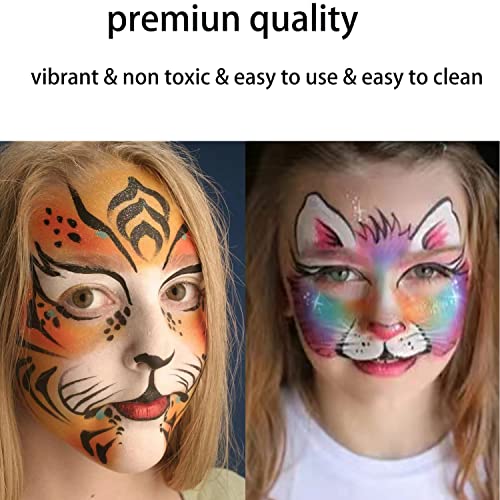 12 PCS Glow Face Body Paint, Glow In The Dark Under UV Black Light Sticks Makeup Neon Face Painting Kits for Adult Halloween Festival Accessory Glow Party Supplies