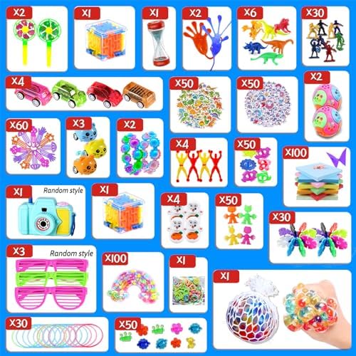 1000pcs Party Favors Goodie Bags for Kids, Fidget Toys Pack, Stocking Pinata Stuffers, Birthday Gifts, Classroom Prize, Treasure Box, Carnival Prizes, Easter Eggs Fillers
