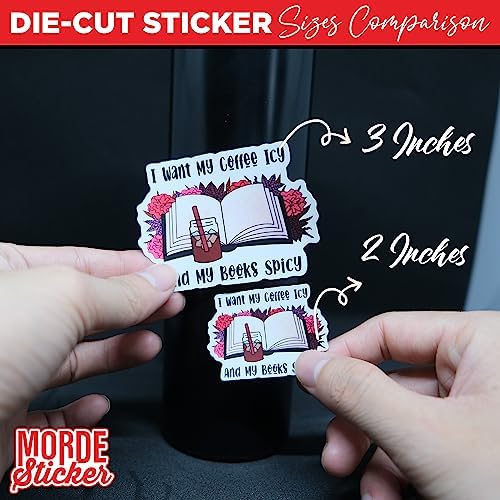 (3Pcs) I Want My Coffee ICY and My Books Spicy Sticker Book Lover Bookish Reader Reading 2" Die-Cut Waterproof Vinyl Sticker for Laptop Water Bottle Phone Case Cars Merchandise Decal Gifts 2 Inches