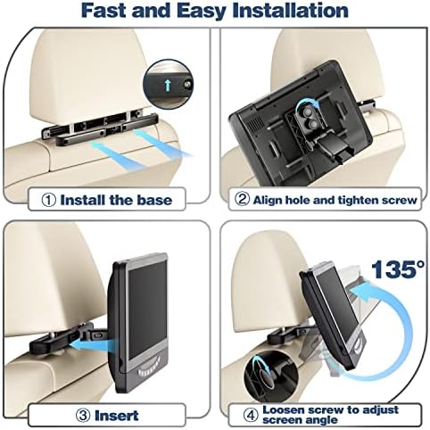 12" Dual Portable DVD Player for Car with 1080P HDMI Input, FELEMAN Car DVD Player Dual Screen Play A Same or Two Different Movies, 5 Hours Rechargeable Battery, Support USB, AV in, Lsat Memory
