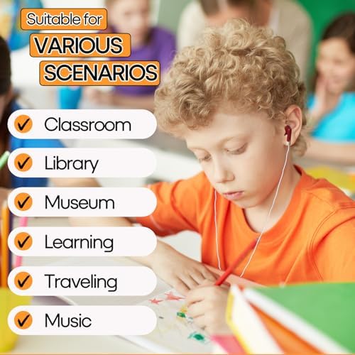 100 Pack Bulk Earbuds for Kids School Classroom,Student Wired Headphones with 3.5 mm Jack Multi Colored Earphones for Computer Chromebook Laptop PC (HTC101)