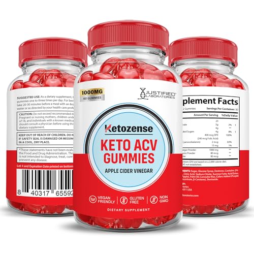 (5 Pack) Ketozense Keto ACV Gummies Advanced Formula 1000MG Ketozene Keto Gummies Apple Cider Vinegar Ketozens Formulated with Pomegranate Beet Juice Powder B12 Vegan Non GMO 300 Gummys