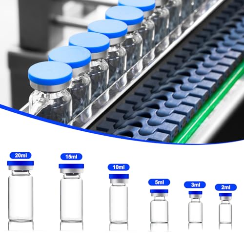 10ml Sealed Vials with Self Healing Injection Port and Plastic-Aluminum Flip Caps,Glass Empty Vials for Injection 10 Pack