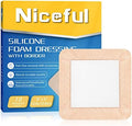 10 Packs Silicone Foam Dressing 5"x5", Silicone Foam Dressing with Border Adhesive Bandages for Wounds, HSA FSA Eligible, Large Foam Bandages for Pressure Sores Leg Ulcer