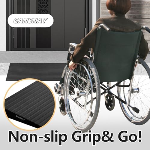 1.4" Rise Threshold Ramps for Doorways, Driveways, Heavy Duty Solid Rubber 6000lbs Capacity, Non-Slip & Cuttable Handicap Ramp for Wheelchairs, Scooters, Strollers, Curbs- 1.4″Rise (35″×7.9″)