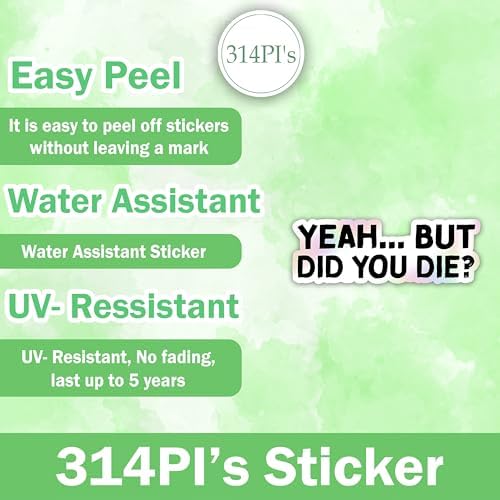 (3pcs) Yeah But Did You Die Holographic Stickers, Mental Health Awareness Stickers, Funny Water Assistant Holographic Sticker Paper Vinyl for Laptop Phone, Funny Metal Health Gifts (Size 2")
