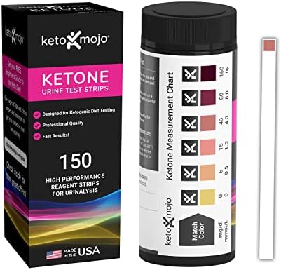 150 Ketone Test Strips with Free Keto Guide eBook & Free APP. Urine Test for Ketosis on Ketogenic & Low-Carb Diets. Extra-Long Strips.