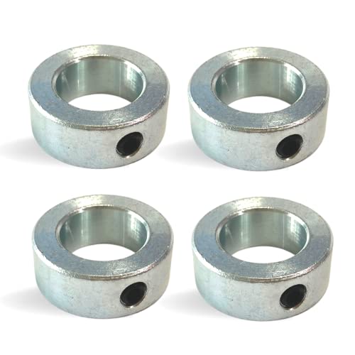 (4-Pack) 1” Bore Solid Steel Shaft Collars with Zinc Plated Coating - Durable Shaft Collars Suitable for Machinery and Industrial Use