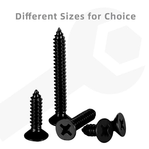 #10 x 5/8" Wood Screws Flat Head Fast Self Tapping Drywall Screws 18-8 Stainless Steel 304 Black Finish, 100 PCS
