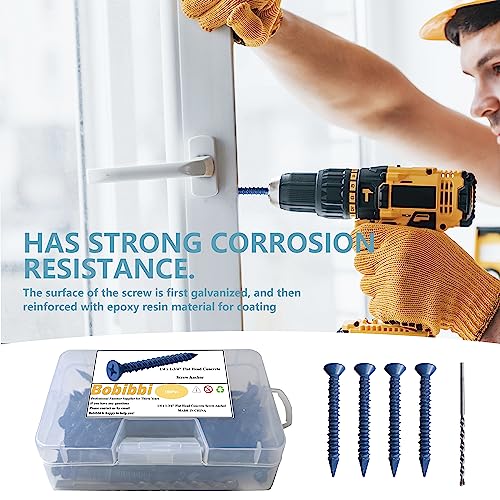1/4 x 1-3/4" Flat Head Concrete Screw Anchor, for Anchoring to Masonry, Block or Brick (100Pcs)