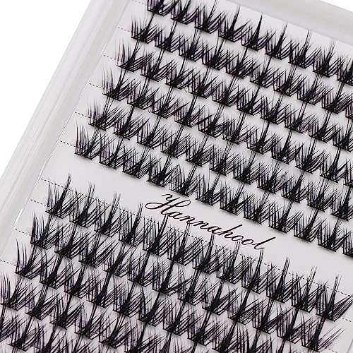 12rows-Large Tray Mixed 8-10-12-14-16mm/Mixed 14-15-16mm/Mixed14mm-16mm/Mixed 18-20mm Wide Stem Individual False Eyelashes Dramatic Black Cluster Eyelashes (MY008-14-16MM MIX)