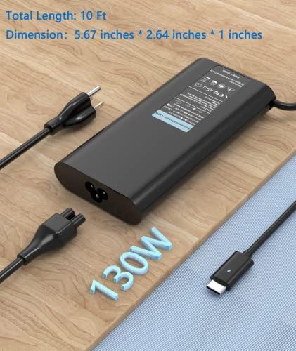 130W USB C Laptop Charger fit for Dell Precision 3591 3550 3551 3560 3561 3570 3571 3580 3581 3590 5470 5480 5680 5550 5560 5570 5750 5760 Type C Power Cord Ac Adapter