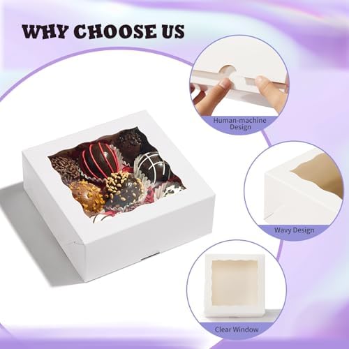 100PCS 5x5x2 Inch Cookies Boxes Bakery Boxes Strawberries Boxes Chocolate Bomb Boxes Cakesickle Boxes Mini Cake Cinnamon Roll Boxes