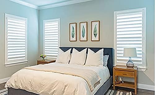 Plantation Shutters –Custom Made Window Blinds – No Front Tilt Rod - Easy DIY Installation – Interior Plantation Shutters -Privacy Blinds for Kitchen, Bath, Bedroom