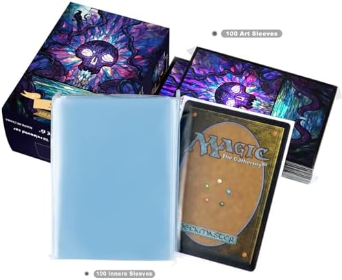 100 MTG Card Sleeves with 100 Inner Sleeves, Textured Back Art Sleeves, Fit Standard Size Cards - Swamp