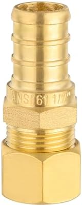 (Pack of 5) EFIELD 1/2" Crimp Pex X 3/8" OD Compression Straight Transition Adapter Brass Fittings, ASTM F1807 (5)