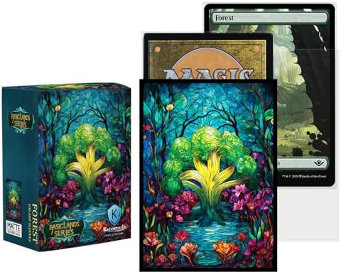100 MTG Card Sleeves with 100 Inner Sleeves, Textured Back Art Sleeves, Fit Standard Size Cards - Forest