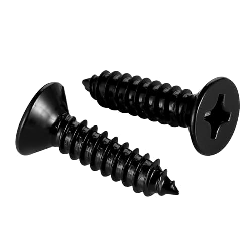 #10 x 5/8" Wood Screws Flat Head Fast Self Tapping Drywall Screws 18-8 Stainless Steel 304 Black Finish, 100 PCS