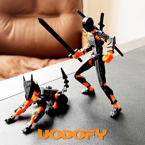 (Assembly Completed) T13 Action Figure Set, 3D Printed Toys Robo 13 Action Figure,Dummy 13 Titan 13 Action Figure (Black + Orange)