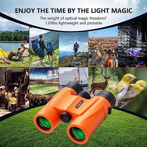 10X32 Compact Binoculars for Adults and Kids,High Powered Small Binoculars, BAK-4 FMC Clear Low Light Vison Waterproof Binoculars for Bird Watching, Concerts, Curise Ship