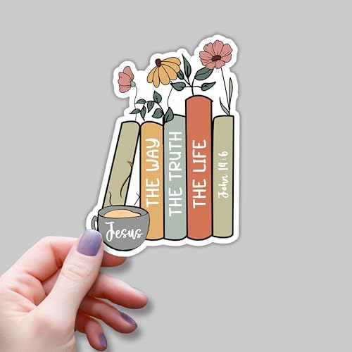 (3pcs) Jesus The Way The Truth The Life Sticker Christian Inspirational Quotes Bible Verse Books Vinyl Decal Stickers for Tumbler Water Bottle Laptops Phone Case Car Kindles Hard Hat - 2x3
