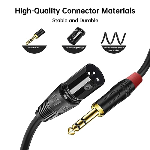 (2PACK/25FT) XLR to 1/4 TRS Stereo Adapter,XLR Male to 1/4 Inch (6.35mm) Stereo Balanced Microphone Stereo Audio Converter AdapterCable
