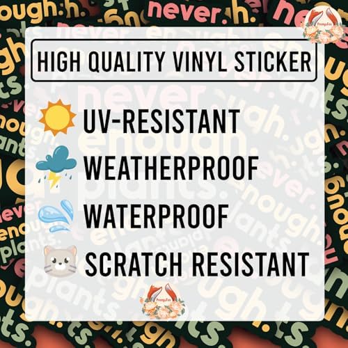 (3Pcs) Never Enough Plants Clear Sticker Gift for Gardener Botanical Plant Lover Decal Waterproof Vinyl Stickers Adult for Laptop Kindle Car Tumbler Water Bottle Mug Phone Notebook - Size 3”x2.2”