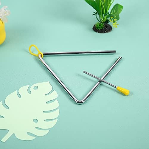 10 Pcs Musical Triangle Instrument, 6 Inch Steel Music Percussion Triangle for Kids Adults