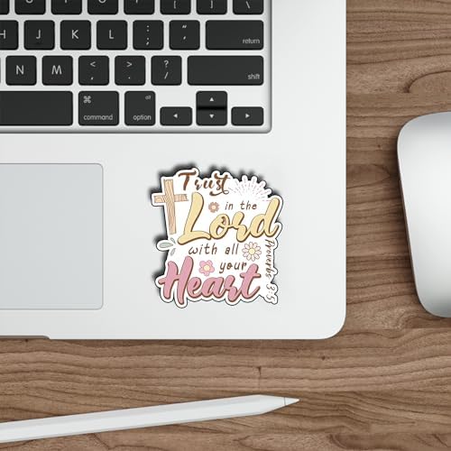 (3Pcs) Trust in The Lord with All Your Heart Sticker Christian God Cristianos Cross Bible Decorate Waterproof Vinyl Water Bottle Tumbler Books Phone Laptops Sticker Gifts for Love Jesus 3x2.6 Inch