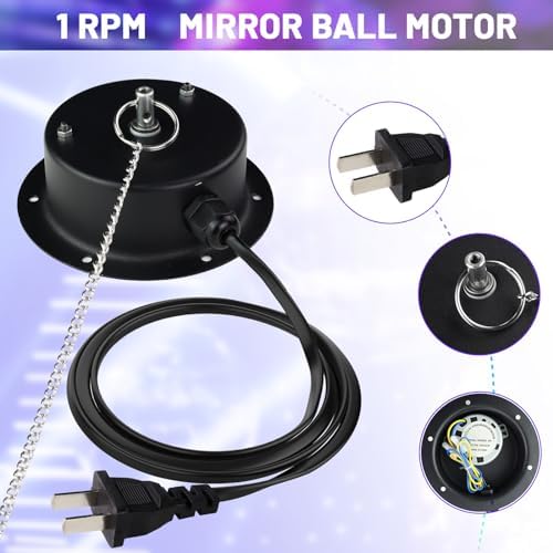 1 RPM Slow Speed Disco Ball Motor Heavy Duty Mirror Ball Electric Motor Rotator Supports 4'' - 12'' Balls for Dj Party Light Home Bands, Christmas Party