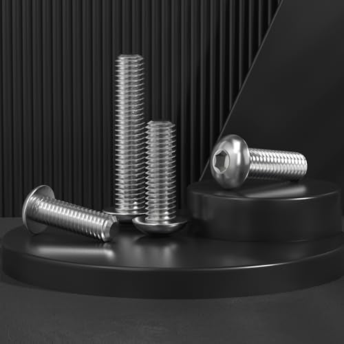 12Pcs 3/8-16 x 1-3/4" Button Head Socket Cap Bolts Screws, 304 Stainless Steel 18-8, Allen Hex Drive, Bright Finish, Fully Threaded, Hex Spanner Included