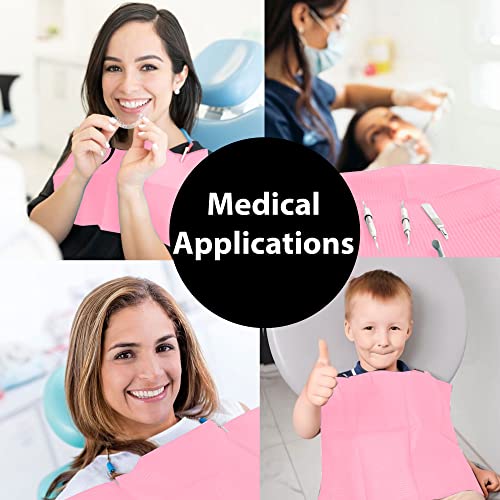 13" x 18" Pink Dental Bibs Disposable Pack of 125 - Soft and Waterproof Dentist Bibs Napkin for Medical Patients Dental Tray Covers - Lash Dental Bibs, Nail Paper Towels for Acrylic