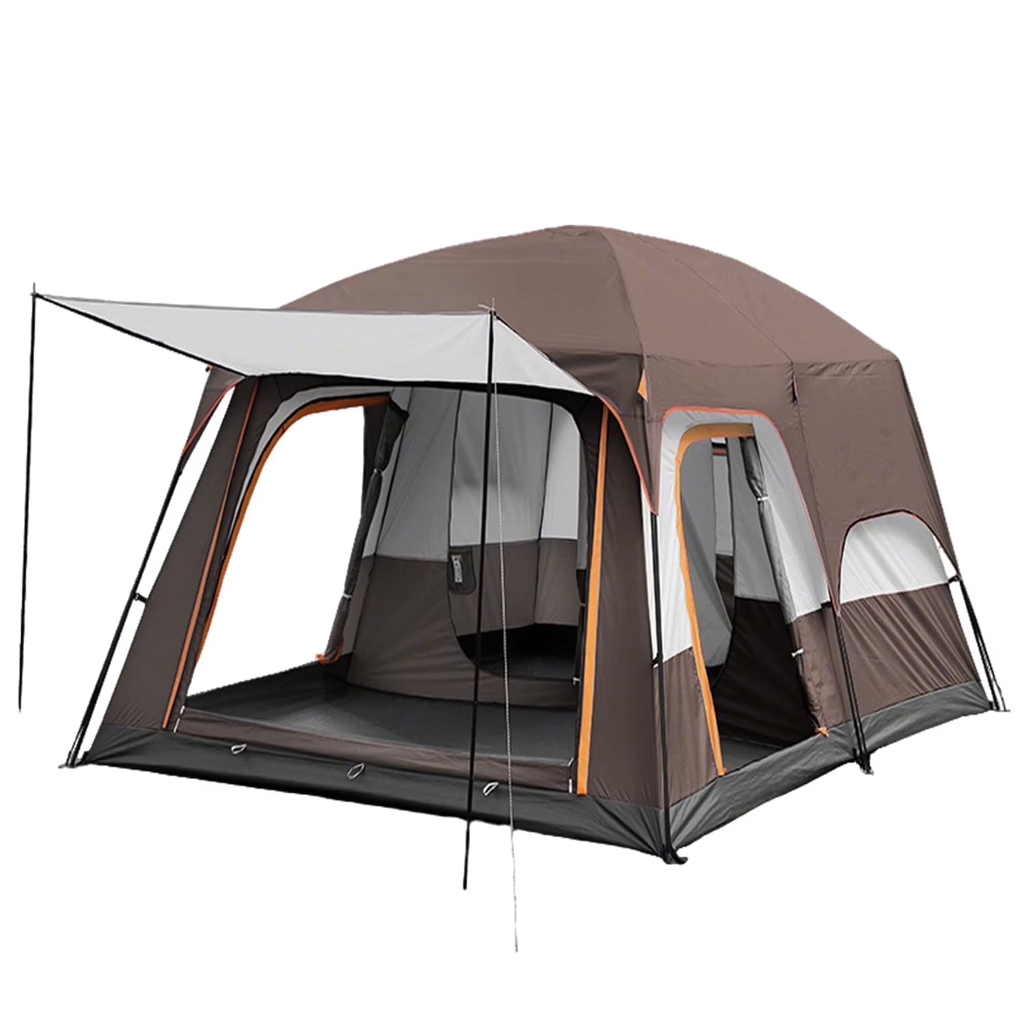 KFeng 12 Person Tents for Camping - 2Rooms 3Doors&3Windows Mesh,Suitable for Outdoor/Picnic,Brown