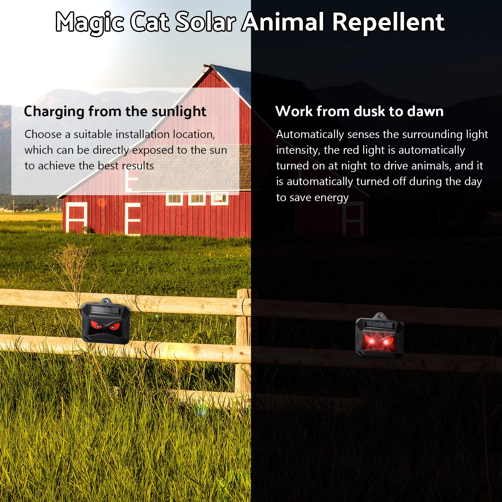 12 Pack Solar Control Light Nocturnal Animal Repeller Outdoor Animal Deterrent Devices Motion Activated Animal Repellent for Skunk Deer Coyote Fox Raccoon Cat Garden Yard Farm Chicken Coop