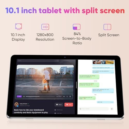 10 inch Android 14 Tablet, 6GB RAM 64GB ROM 1TB Expand, 2 in 1 Tablets with Keyboard, Case, Mouse, Stylus, 1280x800 IPS Touch Screen, WiFi 5, Bluetooth, Dual Camera, Tablet PC