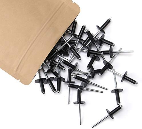 100pcs black Large Flange Blind Rivets, Aluminum, Flange Diameter 5/8" (16mm), Pop Rivets Assortment Kit Blind Rivet, 3/16" x 5/8", Grip Range (12-16mm)