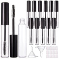 12 Pack 10ml Empty Mascara Tube with Brush Wand, YITOU Refillable Eyelash Cream Container DIY Cosmetics Bottle for Castor Oil/Eyebrow Growth Serum/Coconut Oil, 12 Rubber Inserts, 2 Funnel, Black