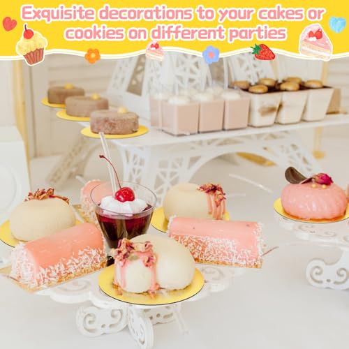 100 Pcs 5 Inch Round Cake Board Circle Cake Base Grease Proof Pastry Cardboard Plate for Baking(Black and Gold)
