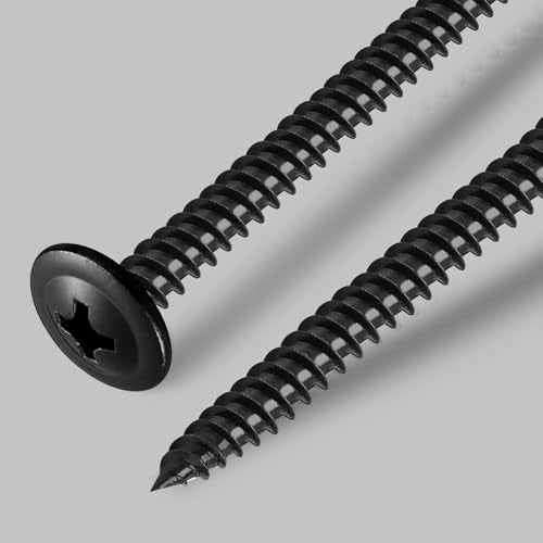 #8 x 3/4 Inch Wood Screws Phillips Modified Truss Head Stainelss Steel 410 Self Tapping Metal Screws,Black Zinc Plated(1Ib,200Pcs)