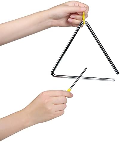 10 Pcs Musical Triangle Instrument, 6 Inch Steel Music Percussion Triangle for Kids Adults