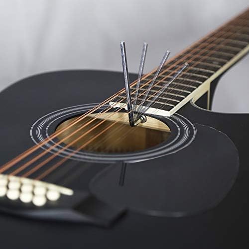 12 String Acoustic Guitar Cutaway,Adjustable Truss Rod Full Size Bundle with Gig Bag,Tuner,Strings,Strap, Picks, Black By Janerock