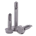 #8 x 1 Hex Washer Head Self Drilling Screws, Self Tapping Sheet Metal Tek Screws, 410 Stainless Steel, 100 PCS