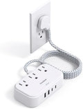 1 Pack Cruise Essentials, 5 Ft Flat Extension Cord, 3 Outlets 4 USB Ports(2 USB C) Flat Plug Power Strip, USB Charging Station with Non Surge Protector for Cruise Ship, Travel, Dorm Room Essentials