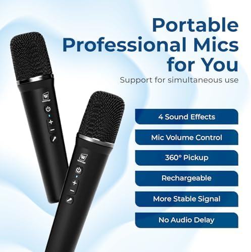 100W Powerful Voice Amplifier with 2 Wireless Microphones, Big Pro Sound Portable Speaker with Microphone, Bluetooth Speaker PA System Karaoke Machine Support BT/USB/TF Card/Aux/Guitar S99