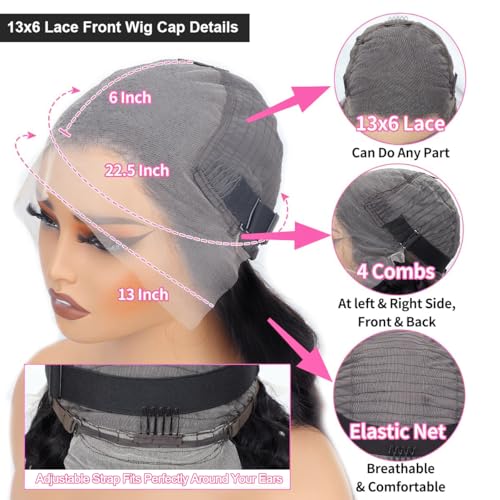 13x6 Lace Front Wigs Human Hair Straight HD Lace Front Wigs Human Hair Pre Plucked with Baby Hair 200% Density 13x6 Frontal Wigs Human Hair Glueless Wig for Black Women 26 Inch Natural Color