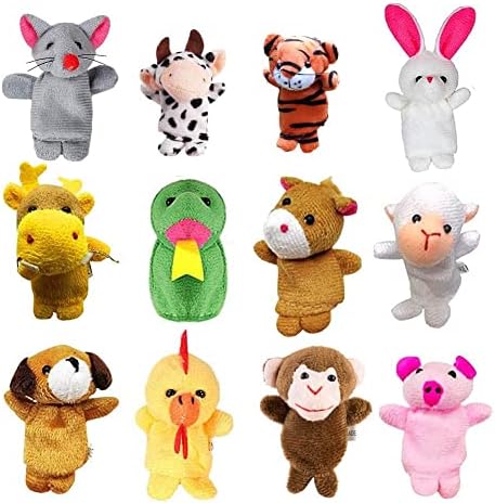 12 Pack Plush Animal Finger Puppet Toy with Valentine's Greeting Cards, Valentine School Classroom Prize Party Favor Toys, Valentine Gift Exchange
